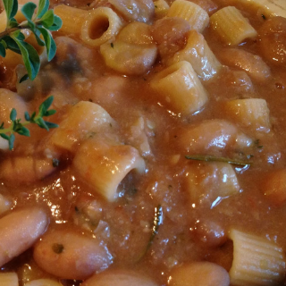Pot of pasta with beans